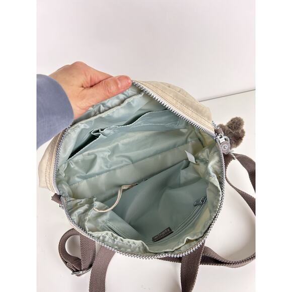 Kipling Tan/Brown Neutral Satchel Shoulder Bag With Monkey Charm EUC - Picture 6 of 6